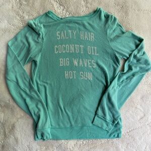 Wildfox Teal Baggy Beach Jumper Sweatshirt size medium